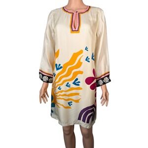 Jade by Johnny Was Ringo Mini Dress Solstice Canyon Sun Print Cream Small NWT